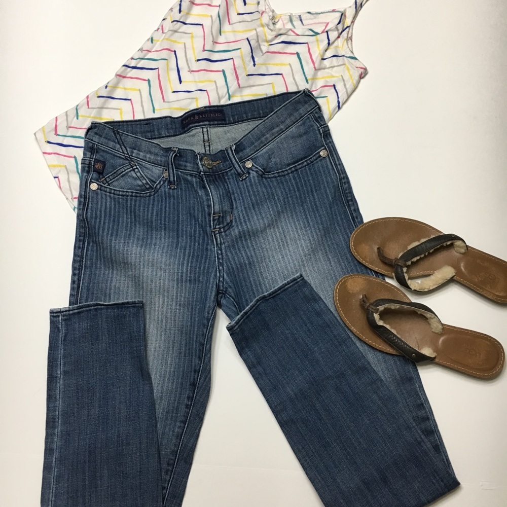 Rock & Republic Striped Skinny Jeans, Berlin, sz 6